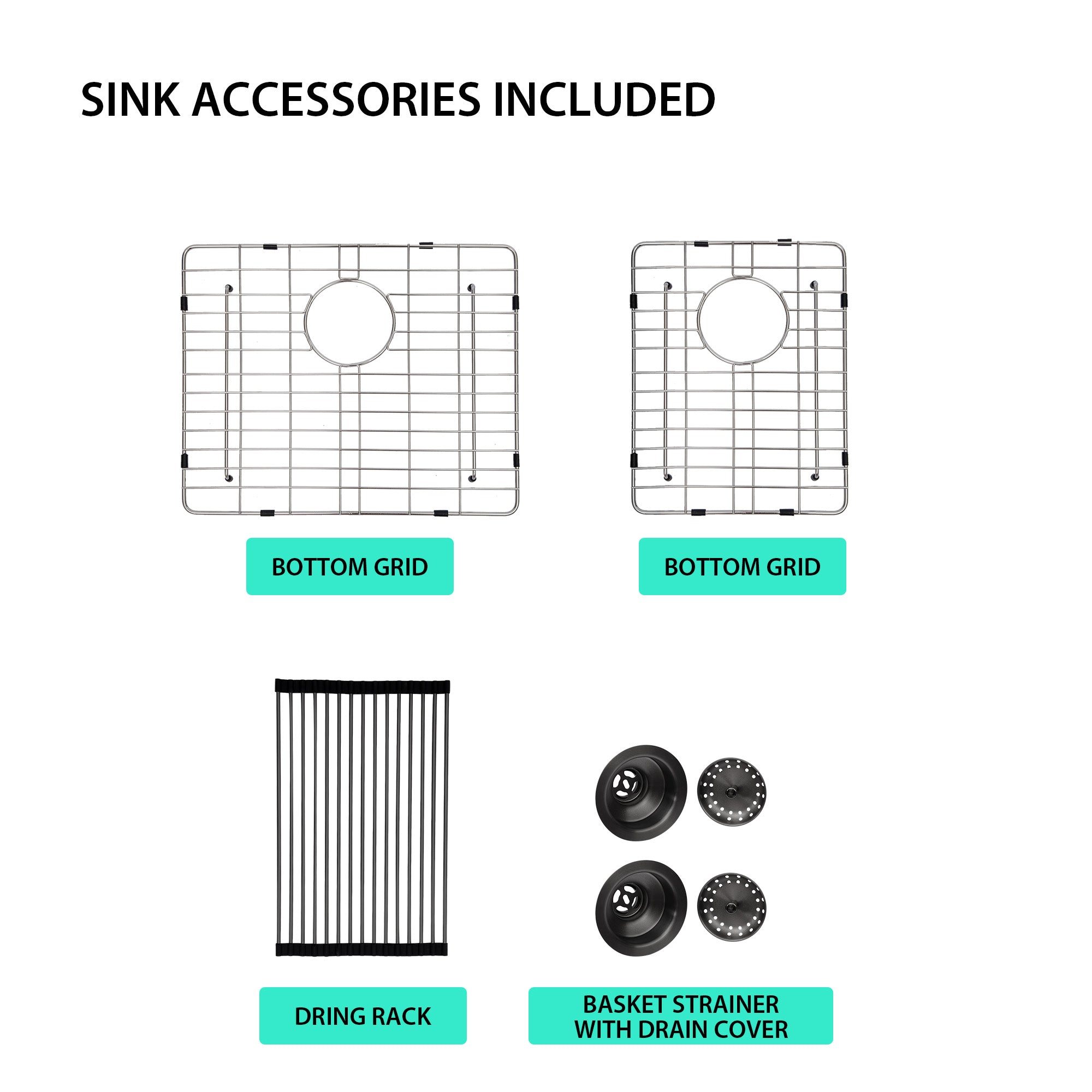 Lordear 33" Stainless Steel Gunmetal Black Double Bowl Drop-in Kitchen Sink from Lordear