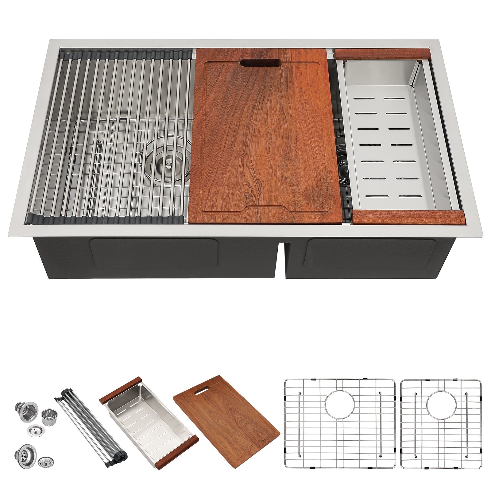 Lordear 33" Stainless Steel Double Bowl Undermount Low Divide Workstation Kitchen Sink  from Lordear