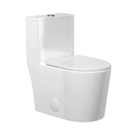 Lordear Water Efficiency White Ceramic One Piece Toilet with Comfort Wider Chair Seat