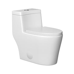 Lordear Single Flush White Ceramic Elongated One Piece Toilet with Comfort Soft Seat