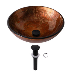 Lordear 16.5'' X 16.5'' Tempered Glass Bathroom Vessel Sink with Pop-up Drain