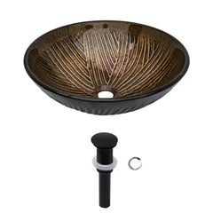 Lordear 16.5'' X 16.5'' Tempered Glass Bathroom Vessel Sink with Pop-up Drain