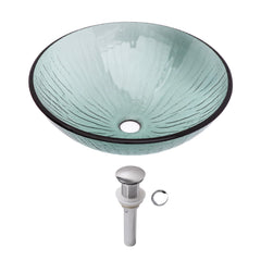 Lordear 16.5'' X 16.5'' Tempered Glass Bathroom Vessel Sink with Pop-up Drain
