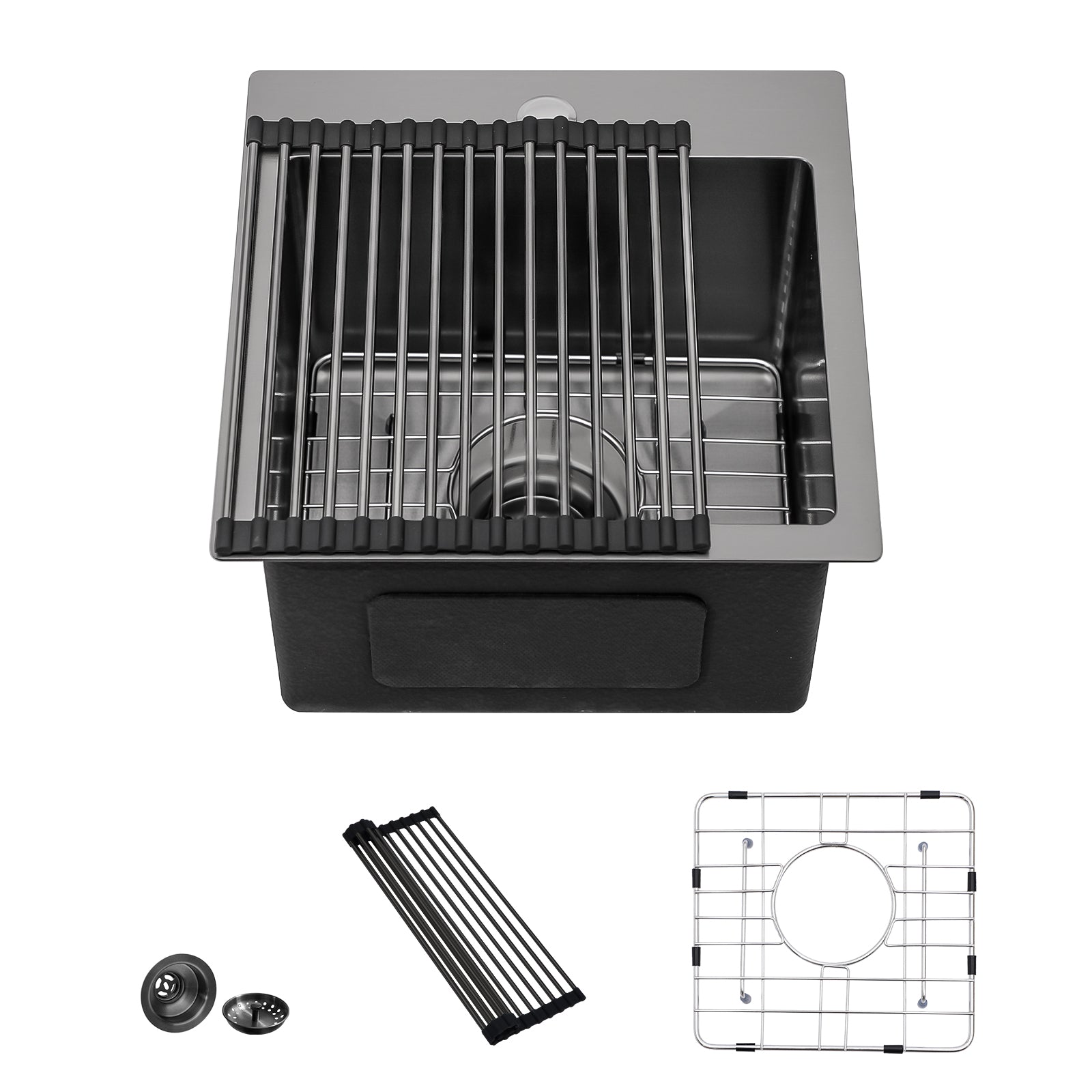 Lordear 15" x 15" Stainless Steel Drop In Single Bowl Prep RV Bar Sink from Lordear