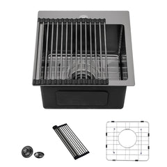 Lordear 15" x 15" Stainless Steel Drop In Single Bowl Prep RV Bar Sink from Lordear