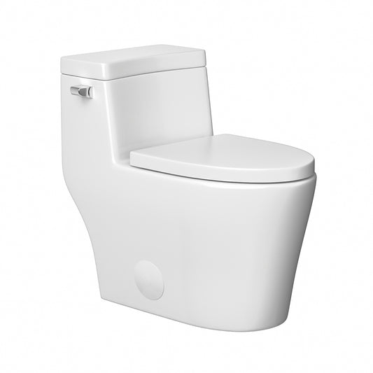Lordear Single Flush White Ceramic Elongated One Piece Toilet with Comfort Soft Seat