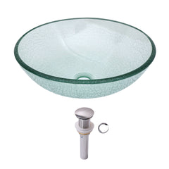 Lordear 16.5'' X 16.5'' Tempered Glass Bathroom Vessel Sink with Pop-up Drain