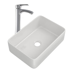 19in W X 15in D Bathroom Vessel Sink with Sink Faucet Above Counter White Ceramic Modern Classic from Lordear