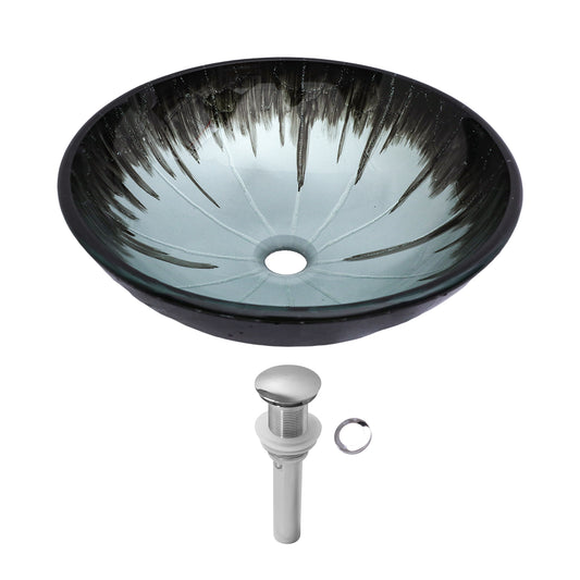 Lordear 16.5'' X 16.5'' Tempered Glass Bathroom Vessel Sink with Pop-up Drain