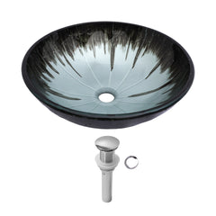 Lordear 16.5'' X 16.5'' Tempered Glass Bathroom Vessel Sink with Pop-up Drain