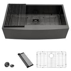Lordear Stainless Steel Gunmetal Black Single Bowl Farmhouse Kitchen Sink from Lordear
