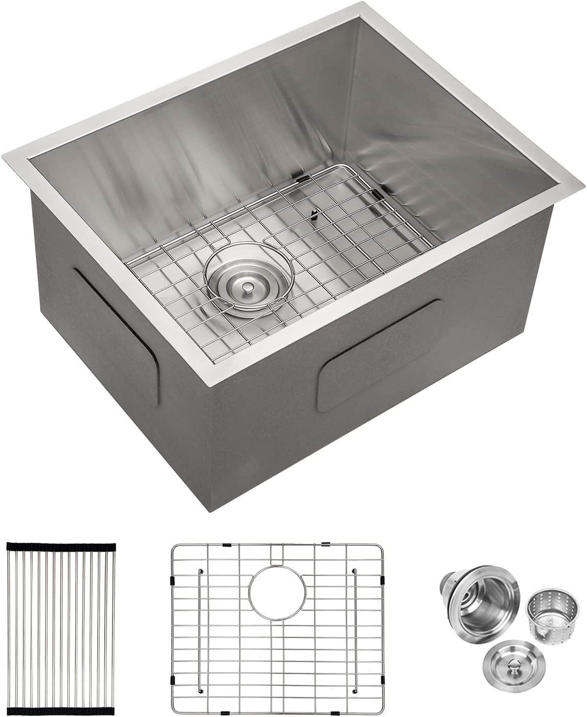 Lordear 21 Laundry Sink 21"/ 23" x 18" x 12" Undermount Utility Sink Single Bowl Sink 16 Gauge Stainless Steel Sink Deep Laundry Room Sink from Lordear