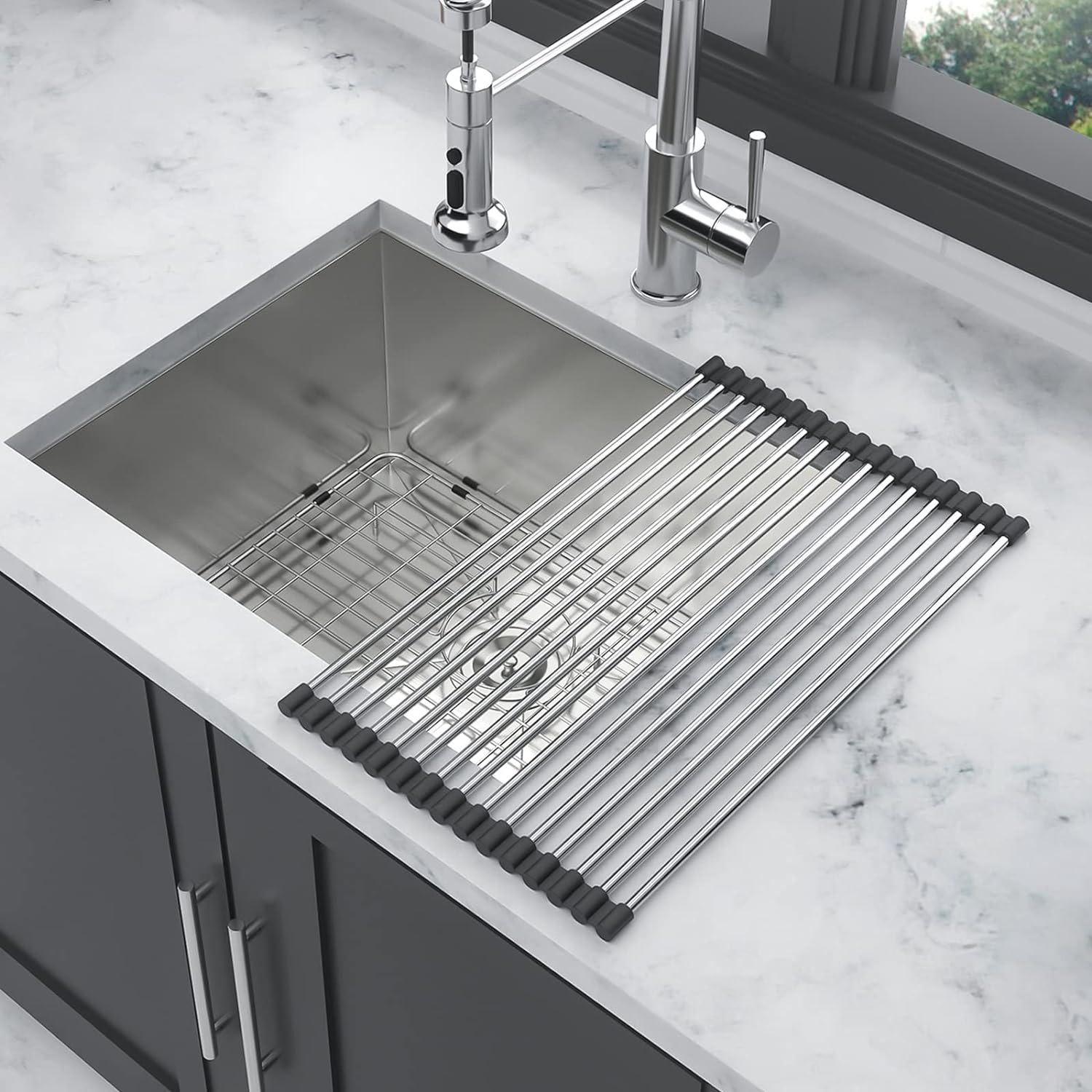 Lordear 21 Laundry Sink 21"/ 23" x 18" x 12" Undermount Utility Sink Single Bowl Sink 16 Gauge Stainless Steel Sink Deep Laundry Room Sink from Lordear