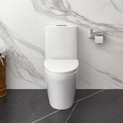 Lordear Elongated White Ceramic Modern One Piece Toilet with Comfort Wider Chair Seat