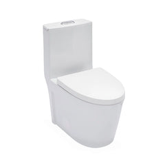 Lordear Elongated White Ceramic Modern One Piece Toilet with Comfort Wider Chair Seat