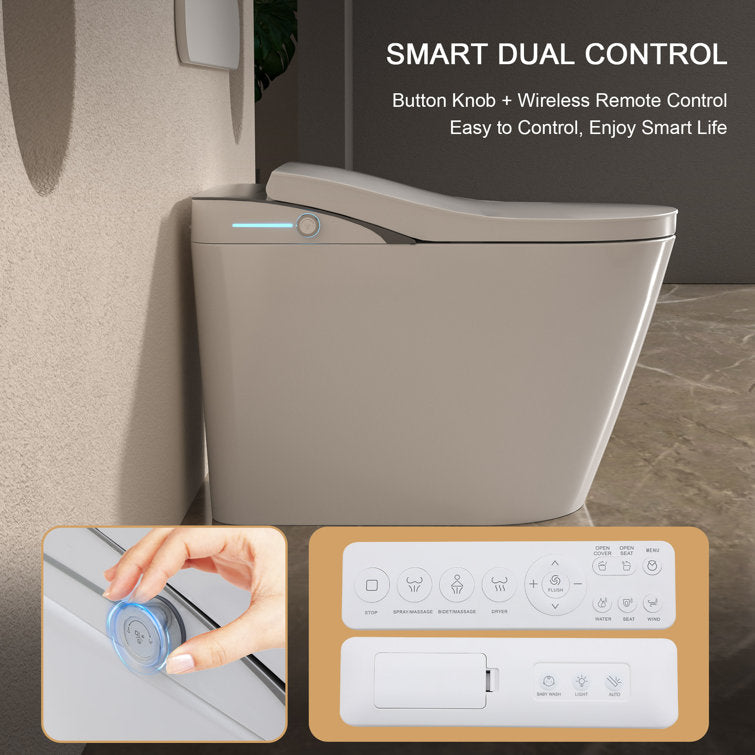 Lordear Smart Toilet with Bidet Wash Auto Sensor Flush Kick Flush Heated Seat Warm Wash from Lordear