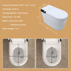 Lordear Smart Toilet with Auto Flush & Foot Sensor – Tankless Design with Heated Seat – Warm Water Cleaning & Air Dryer from Lordear