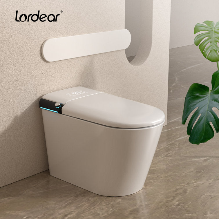 Lordear Smart Toilet with Auto Flush & Foot Sensor – Tankless Design with Heated Seat – Warm Water Cleaning & Air Dryer from Lordear