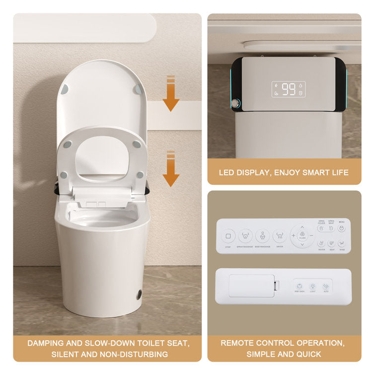 Lordear Smart Toilet with Auto Flush & Foot Sensor – Tankless Design with Heated Seat – Warm Water Cleaning & Air Dryer from Lordear