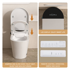Lordear Smart Bidet Toilet - Auto Flush & Heated Seat - Water-Saving Tankless Design from Lordear