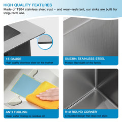 Lordear 13" Stainless Steel Undermount Single Bowl Bar Sink from Lordear