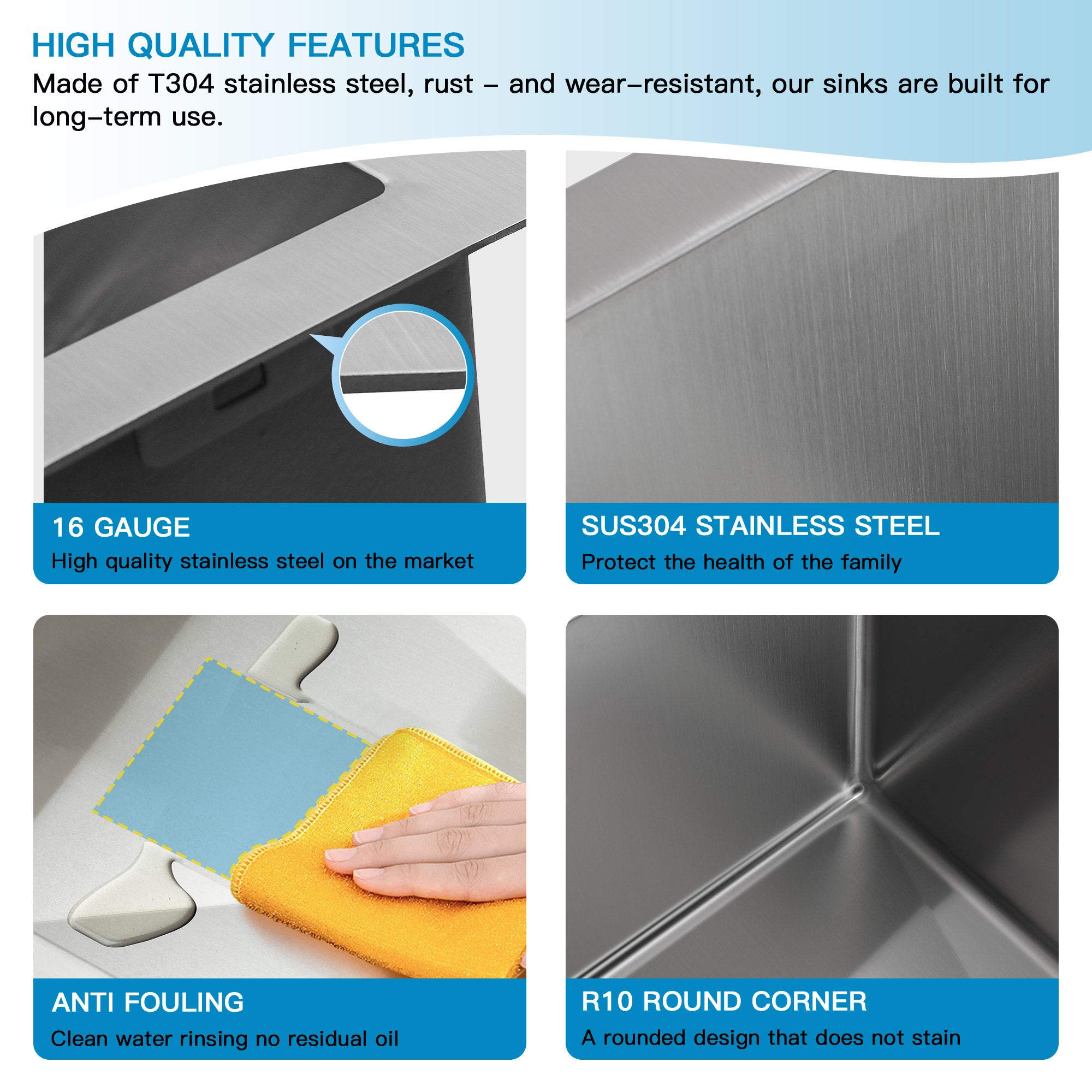 Lordear 45'' Stainless Steel Undermount Single Bowl Workstation Kitchen Sink from Lordear