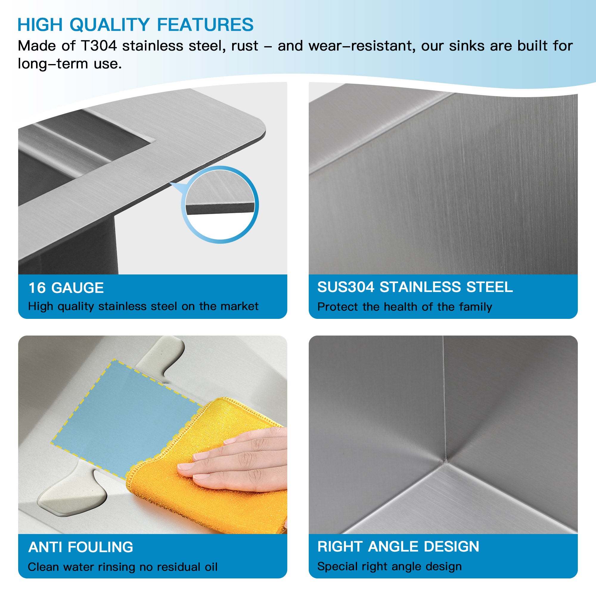 Lordear Stainless Steel Drop-In Single Bowl Workstation Kitchen Sink from Lordear