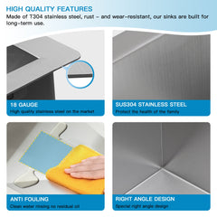 Lordear 32" Stainless Steel Undermount 50/50 Double Bowl Kitchen Sink from Lordear