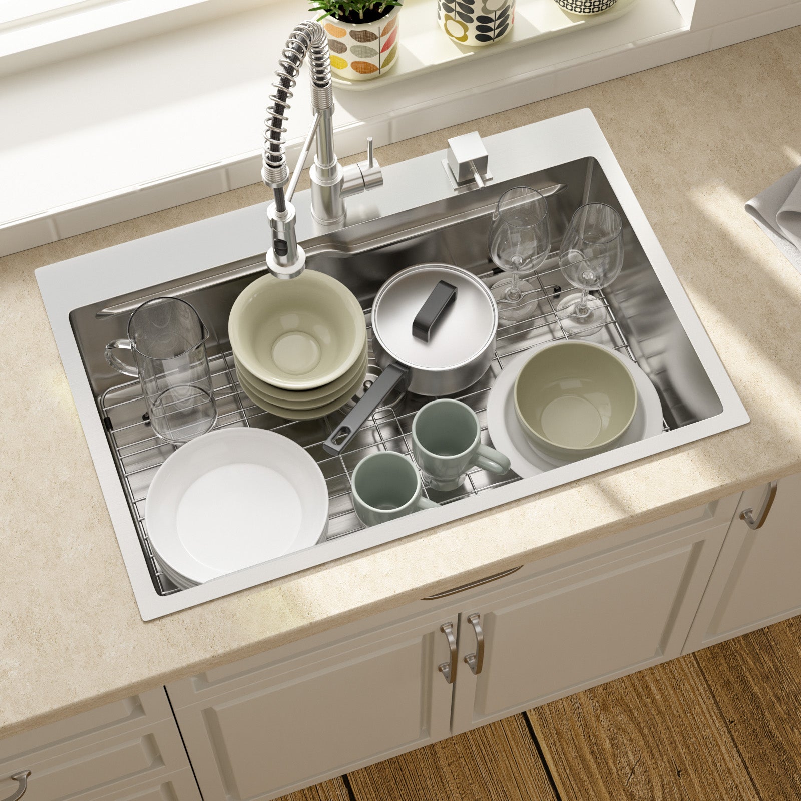 Lordear 33" x 19" Stainless Steel Drop In Single Bowl Worksation Kitchen Sink from Lordear