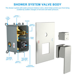 Lordear Stainless Steel Wall Mounted Rainfall Shower System with Handheld and Waterfall Faucet