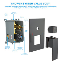 Lordear Stainless Steel Wall Mounted Rainfall Shower System with Handheld and Waterfall Faucet