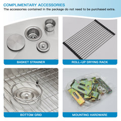 Lordear 32" Stainless Steel Undermount 50/50 Double Bowl Kitchen Sink from Lordear