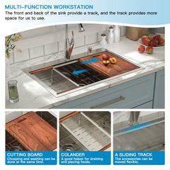 Lordear Stainless Steel Drop-In Single Bowl Workstation Kitchen Sink from Lordear