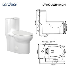 Lordear White Ceramic Comfortable Seat Height One Piece Toilet