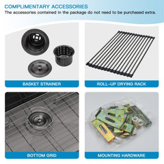 Lordear 33" x 22" Stainless Steel Black 60/40 Double Bowl Drop-In Kitchen Sink from Lordear