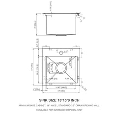 Lordear 15'' x 15'' Topmount Workstation Stainless Steel Bar Sink