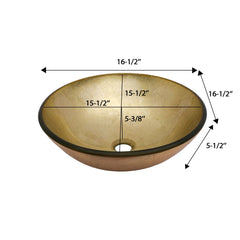 Lordear 16.5'' X 16.5'' Tempered Glass Bathroom Vessel Sink with Faucet and Pop-up Drain