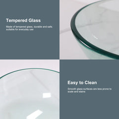 Lordear Clear Tempered Glass Bathroom Vessel Sink with Pop-up Drain