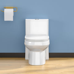 Lordear White Ceramic Water Saving One Piece Toilet with Comfort Wider Chair Seat