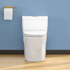 Lordear Rectangular White Ceramic One Piece Toilet with Soft-Close Seat