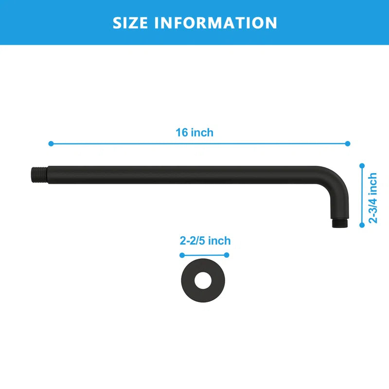 Lordear 16" Brass Screw-In Rainfall Shower Head Extender Arm from Lordear