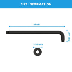 Lordear 16" Brass Screw-In Rainfall Shower Head Extender Arm from Lordear