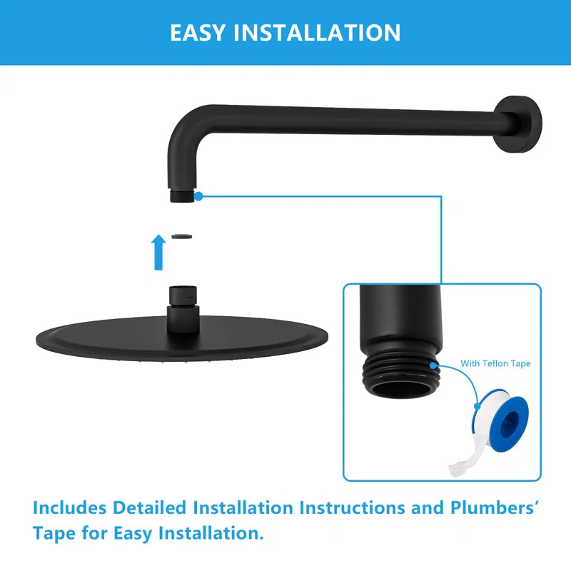 Lordear 16" Brass Screw-In Rainfall Shower Head Extender Arm from Lordear