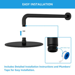 Lordear 16" Brass Screw-In Rainfall Shower Head Extender Arm from Lordear