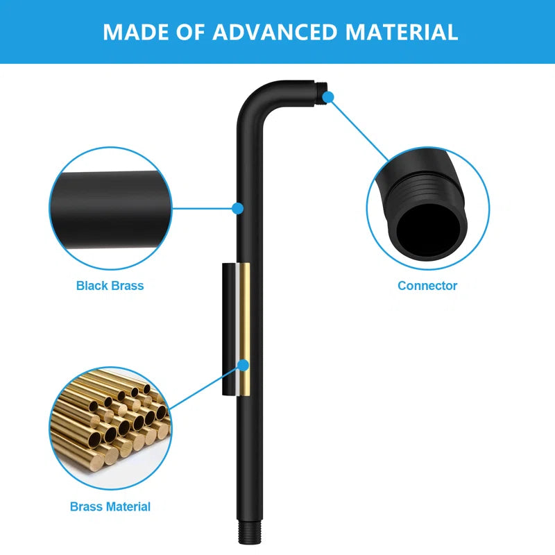 Lordear 16" Brass Screw-In Rainfall Shower Head Extender Arm from Lordear