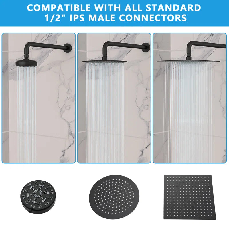 Lordear 16" Brass Screw-In Rainfall Shower Head Extender Arm from Lordear