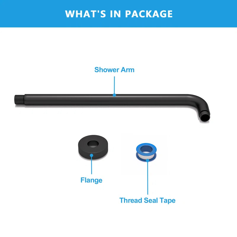 Lordear 16" Brass Screw-In Rainfall Shower Head Extender Arm from Lordear