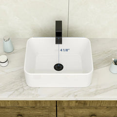 Lordear 16'' White Ceramic Rectangular Bathroom Vessel Sink