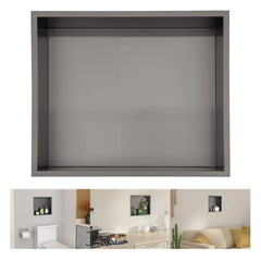 Lordear 14 x 14 Inch Stainless Steel Bathroom Niche Gunmetal Black Shower Wall Niche No Tile Recessed Square for Storage from Lordear