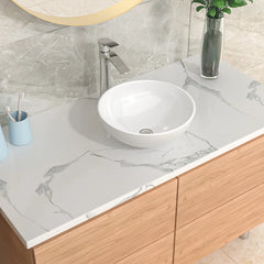 Lordear 16'' White Ceramic Bathroom Vessel Sink
